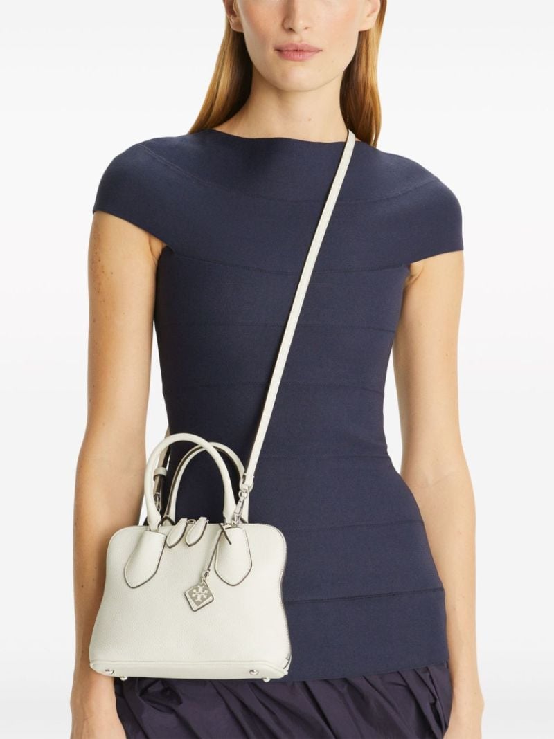 White Mini Swing Leather Satchel Bag