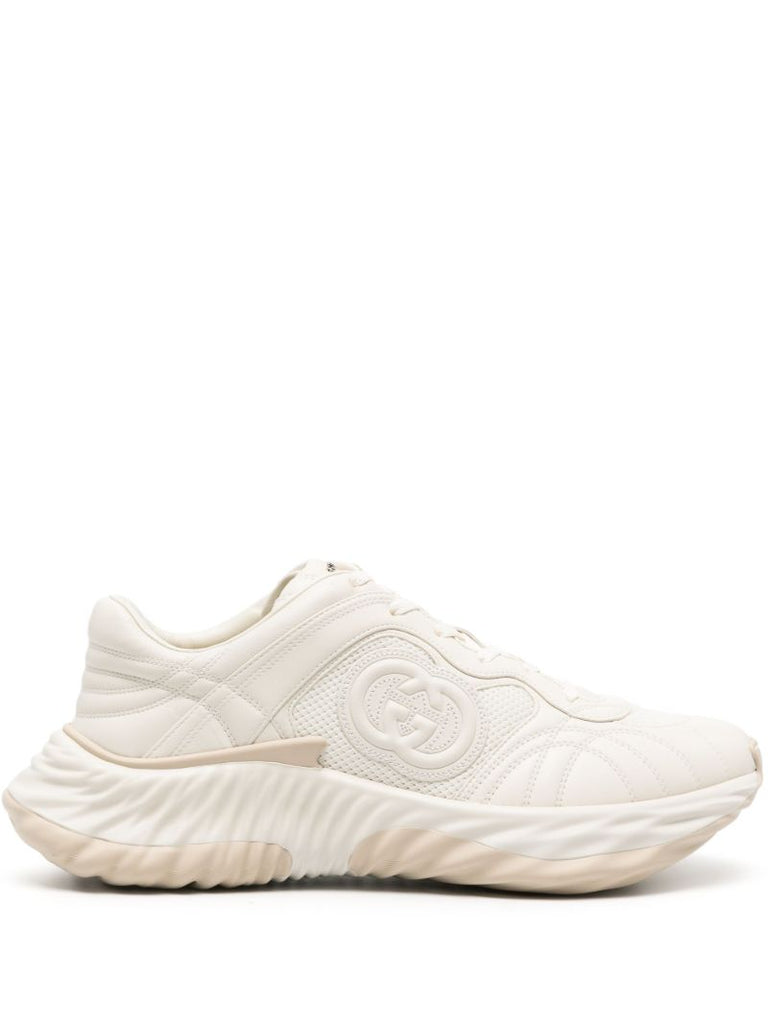 White Interlocking G Leather Sneakers