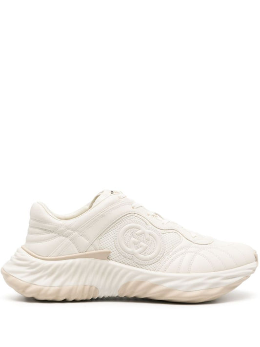 White Interlocking G Leather Sneakers