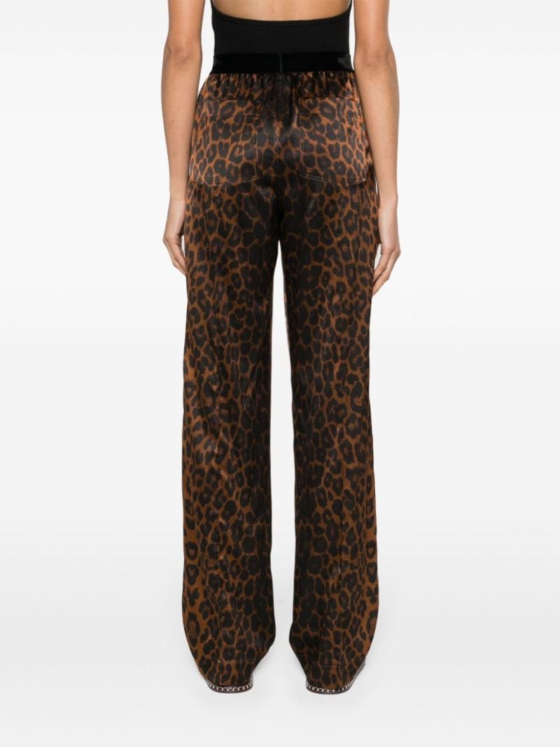 Brown Leopard-print Silk Track Pants