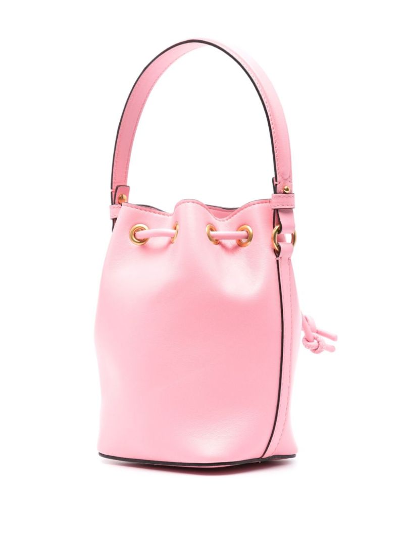 Pink Vlogo Signature Leather Bucket Bag