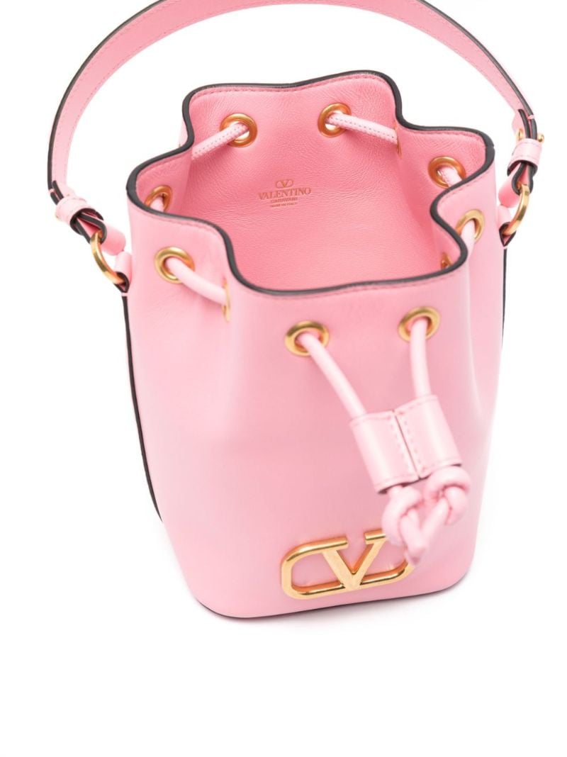 Pink Vlogo Signature Leather Bucket Bag