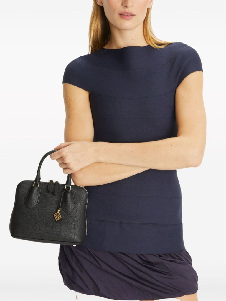 Black Mini Swing Leather Satchel Bag
