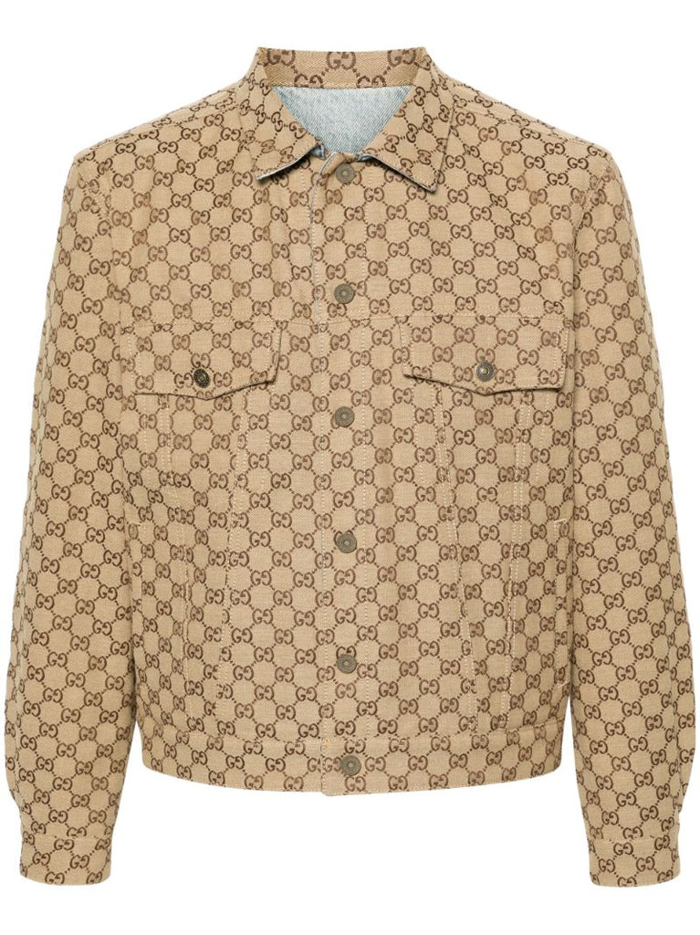 Blue Gg Canvas Reversible Denim Jacket