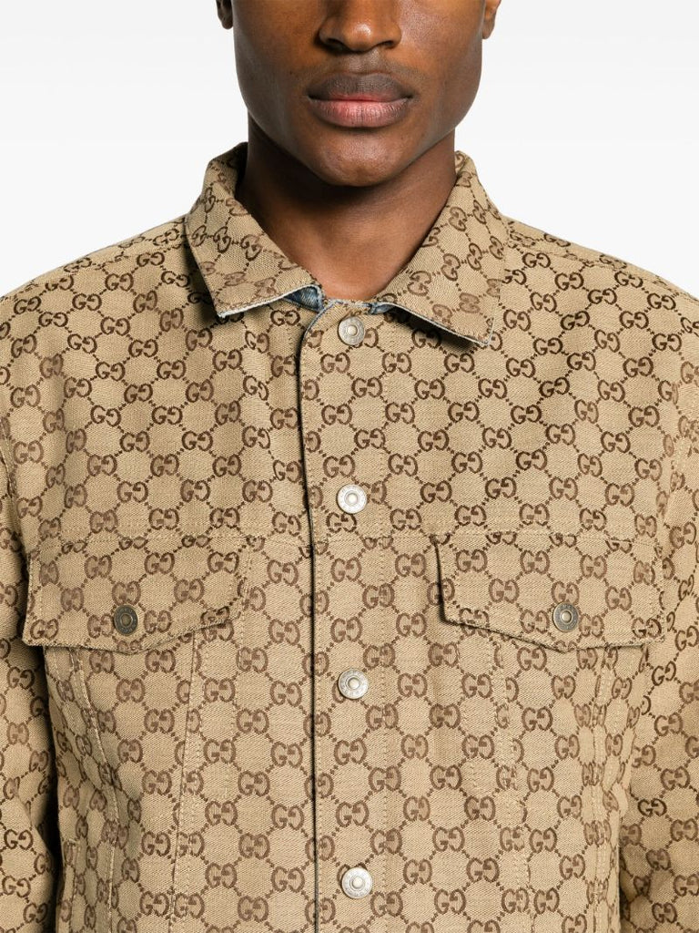 Blue Gg Canvas Reversible Denim Jacket