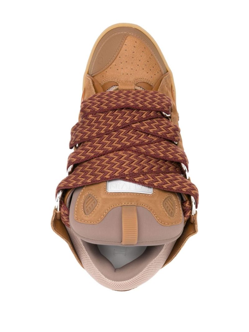 Brown Curb Panelled Leather Sneakers