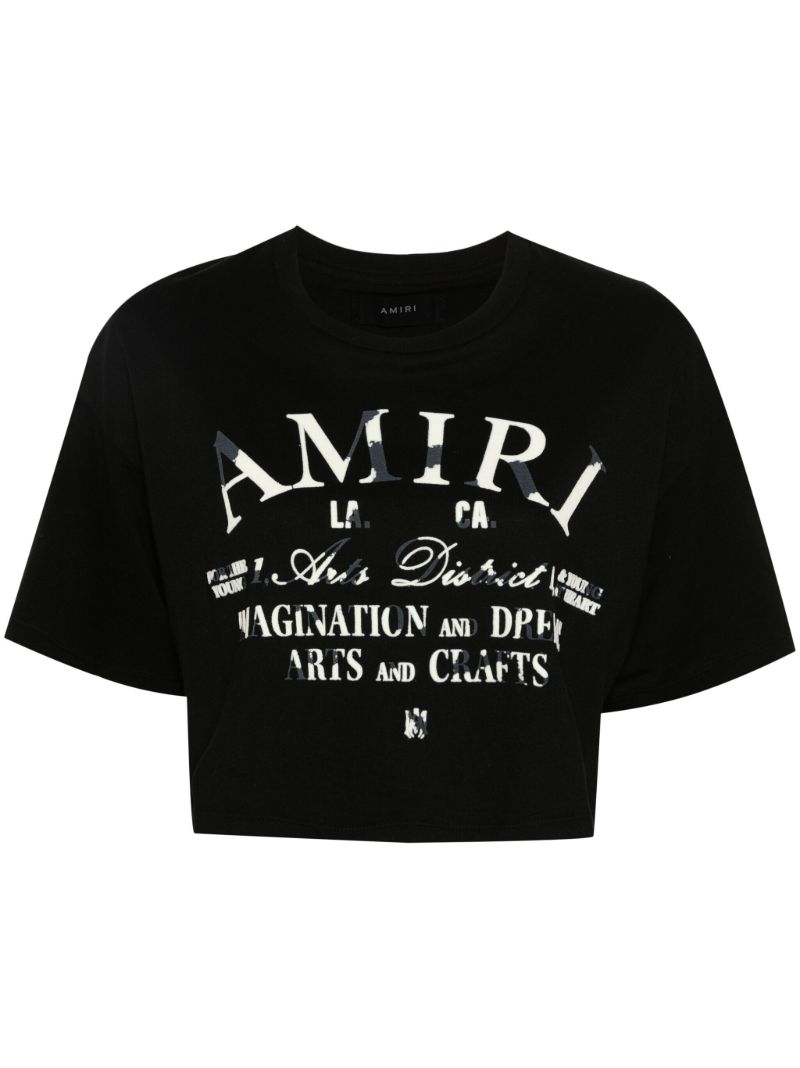 Black Distressed Arts District Crop Top