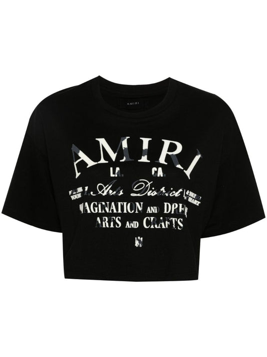 Black Distressed Arts District Crop Top