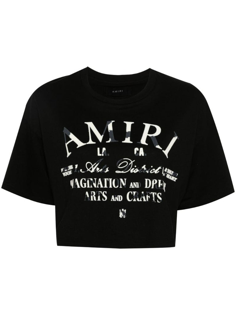 Black Distressed Arts District Crop Top