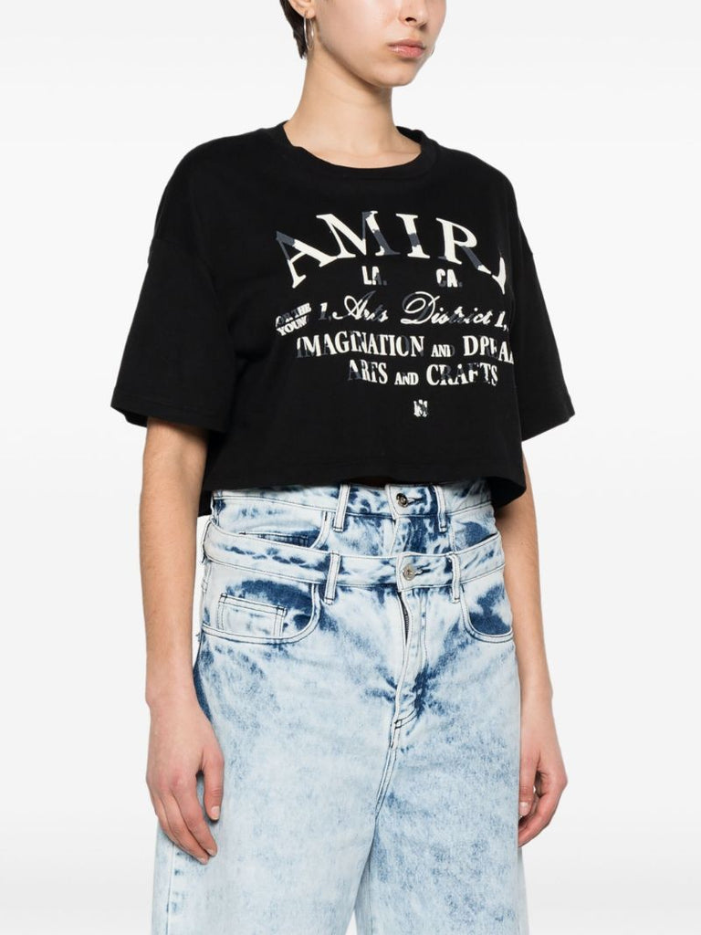 Black Distressed Arts District Crop Top