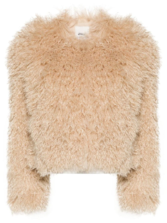 Neutral Faux-fur Cropped Jacket