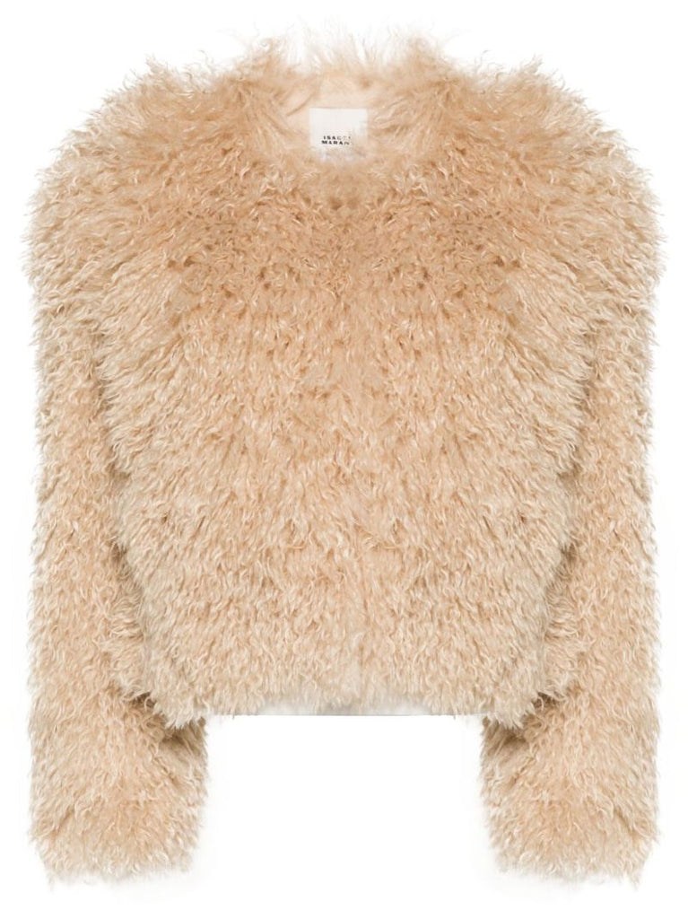 Neutral Faux-fur Cropped Jacket
