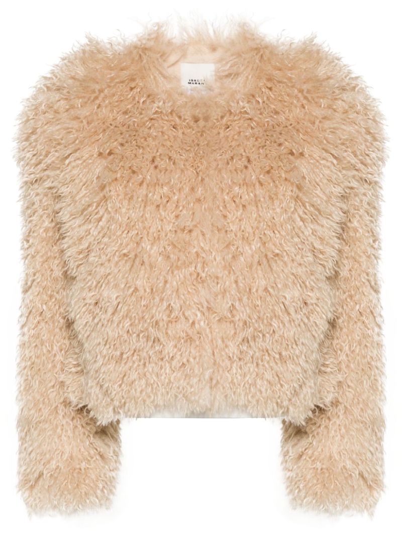 Neutral Faux-fur Cropped Jacket