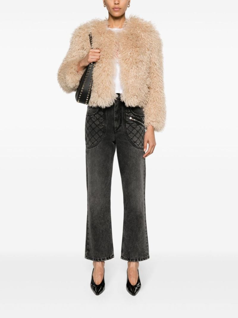 Neutral Faux-fur Cropped Jacket