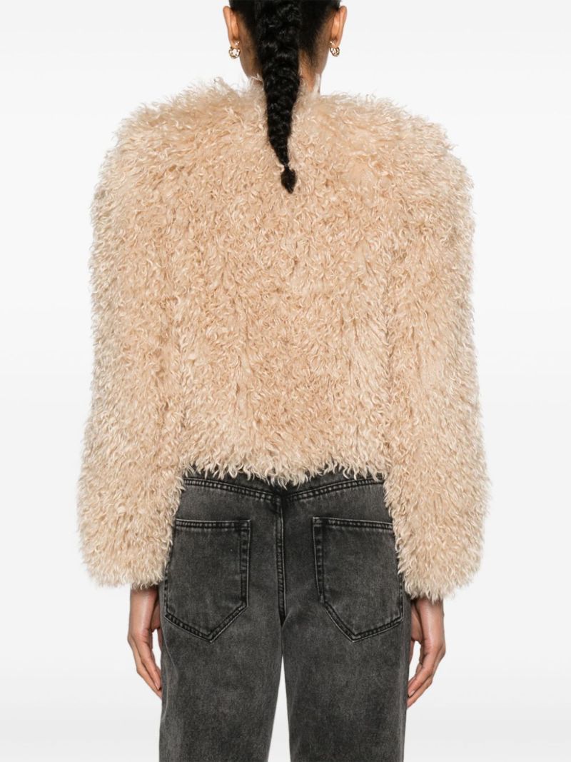 Neutral Faux-fur Cropped Jacket