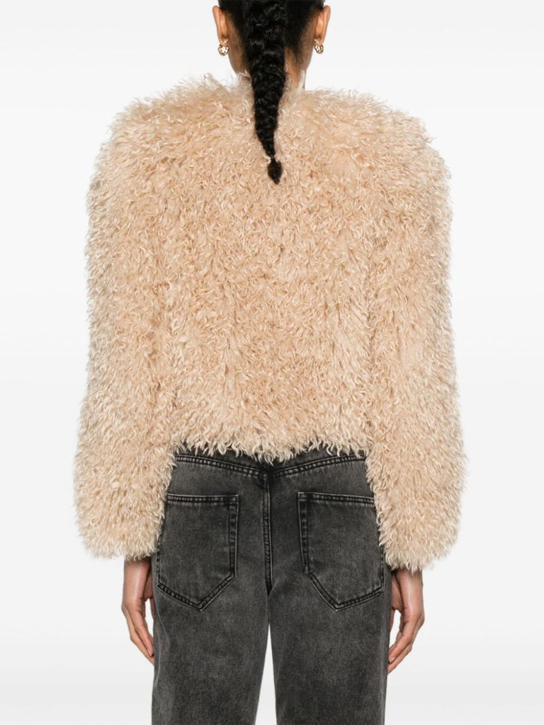 Neutral Faux-fur Cropped Jacket