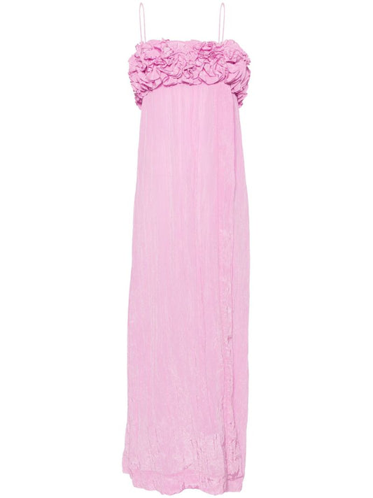 Purple Ruffled Crinkled Maxi Dress