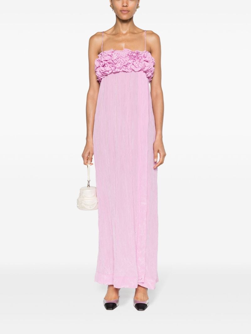 Purple Ruffled Crinkled Maxi Dress