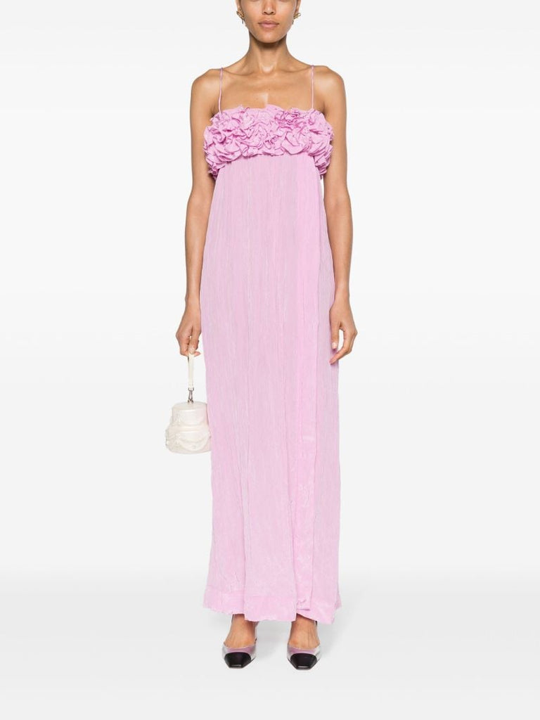 Purple Ruffled Crinkled Maxi Dress