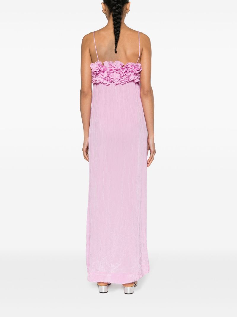 Purple Ruffled Crinkled Maxi Dress
