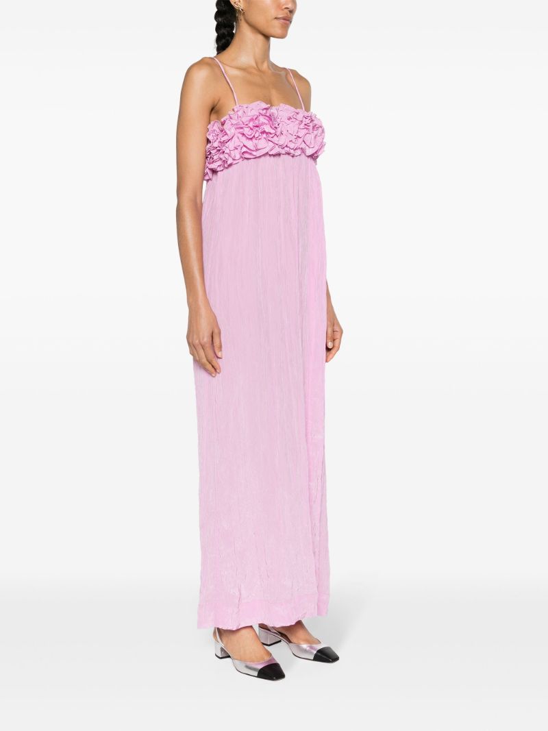 Purple Ruffled Crinkled Maxi Dress