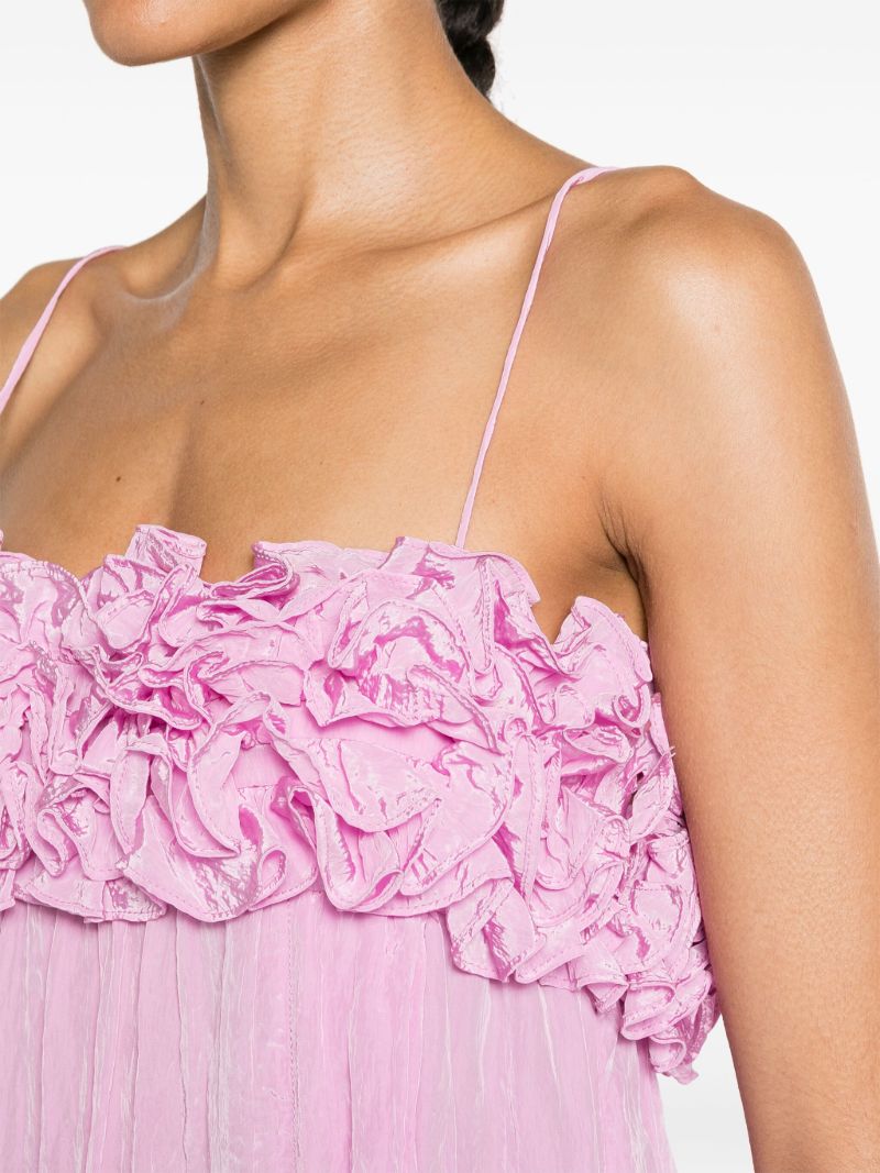 Purple Ruffled Crinkled Maxi Dress