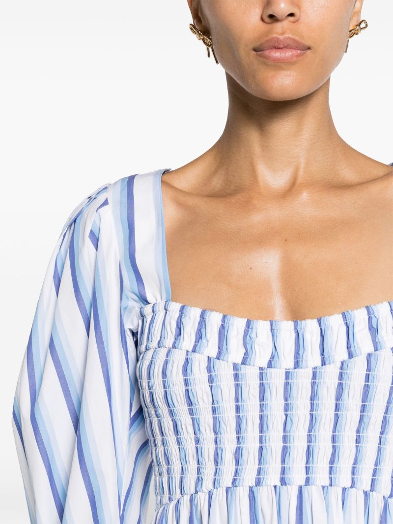 Blue Striped Poplin Maxi Dress