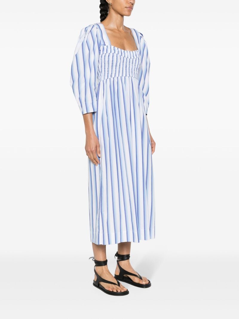 Blue Striped Poplin Maxi Dress