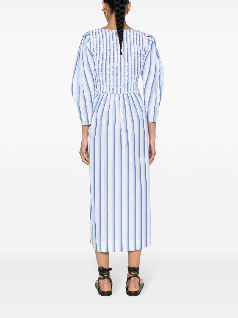 Blue Striped Poplin Maxi Dress