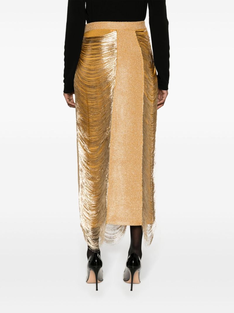 Gold Fringed Pencil Skirt