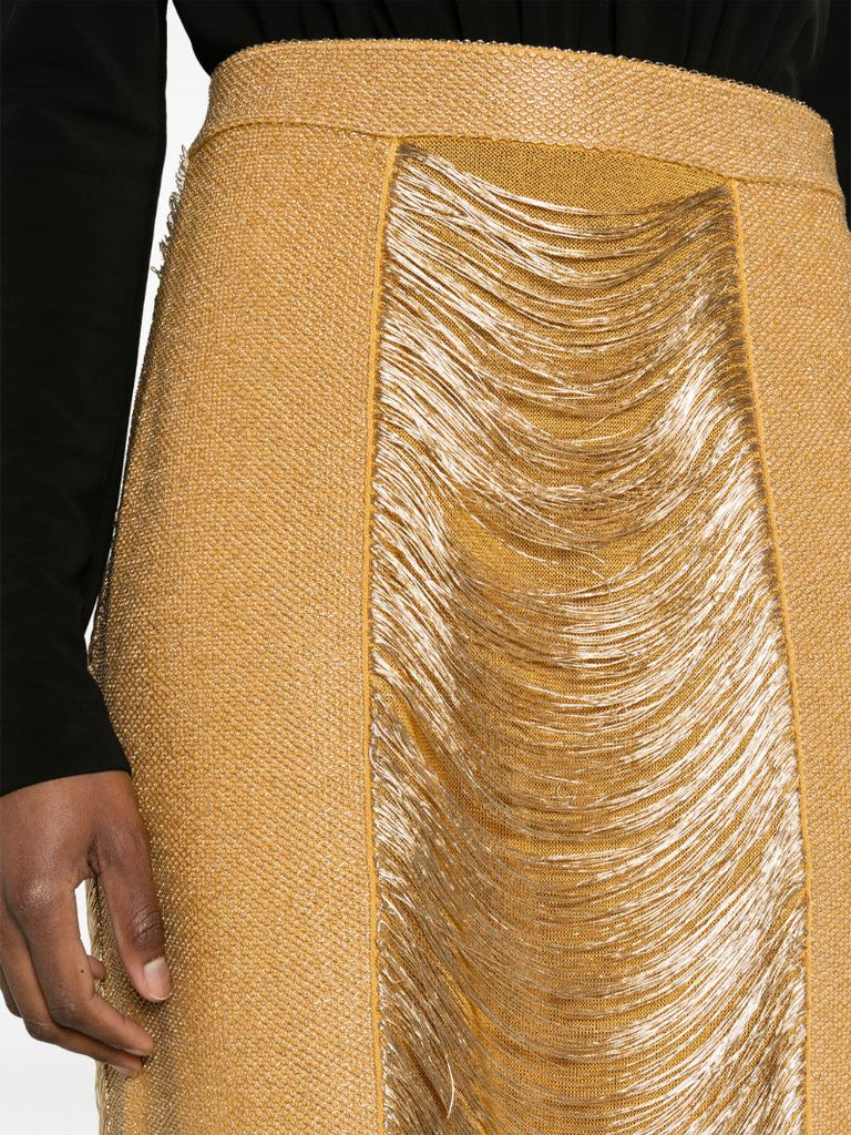 Gold Fringed Pencil Skirt