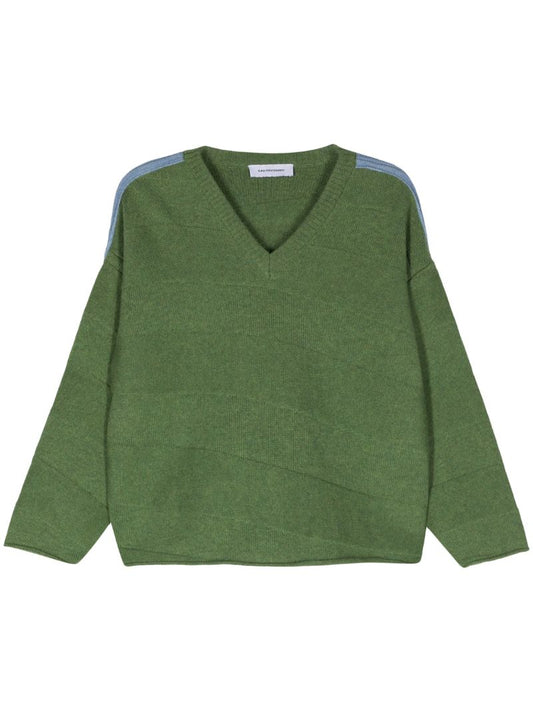 Green Delian V-neck Jumper