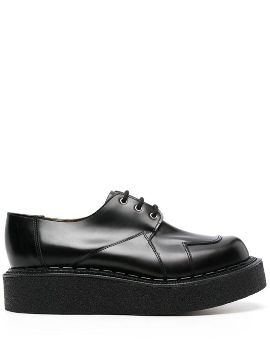 X George Cox Black Leather Derby Shoes