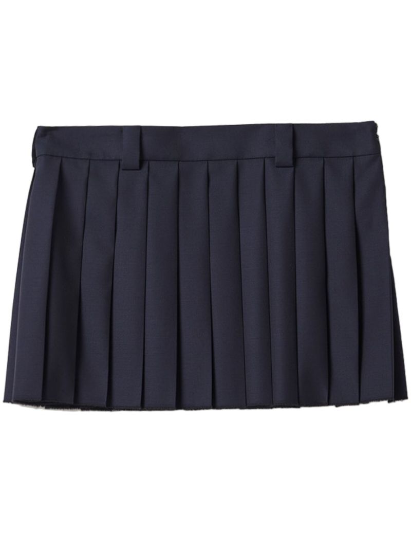 Blue Batavia Pleated Wool Skirt