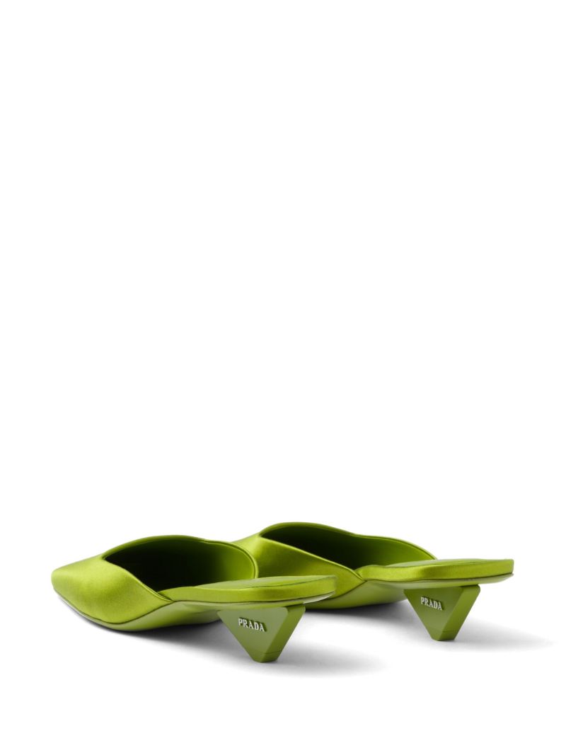 Green 35 Square-toe Satin Mules