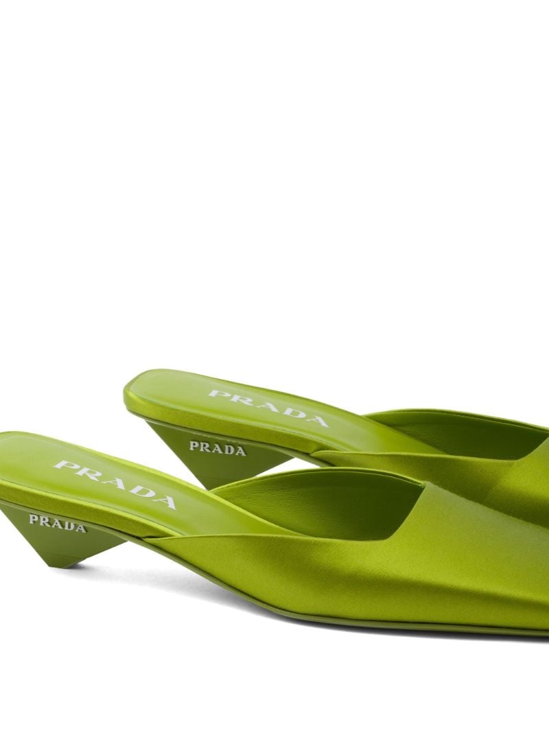 Green 35 Square-toe Satin Mules