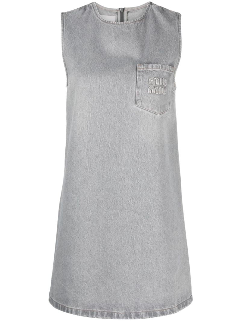 Grey Logo-appliquÃ_x0083_Â© Denim Mini Dress