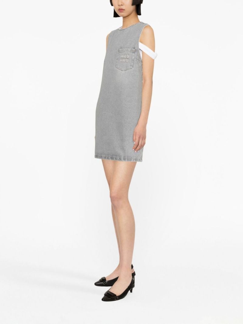 Grey Logo-appliquÃ_x0083_Â© Denim Mini Dress