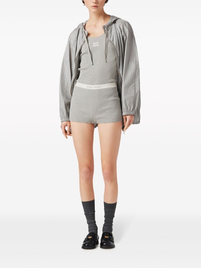 Grey Logo Embroidered Ribbed Tank Top