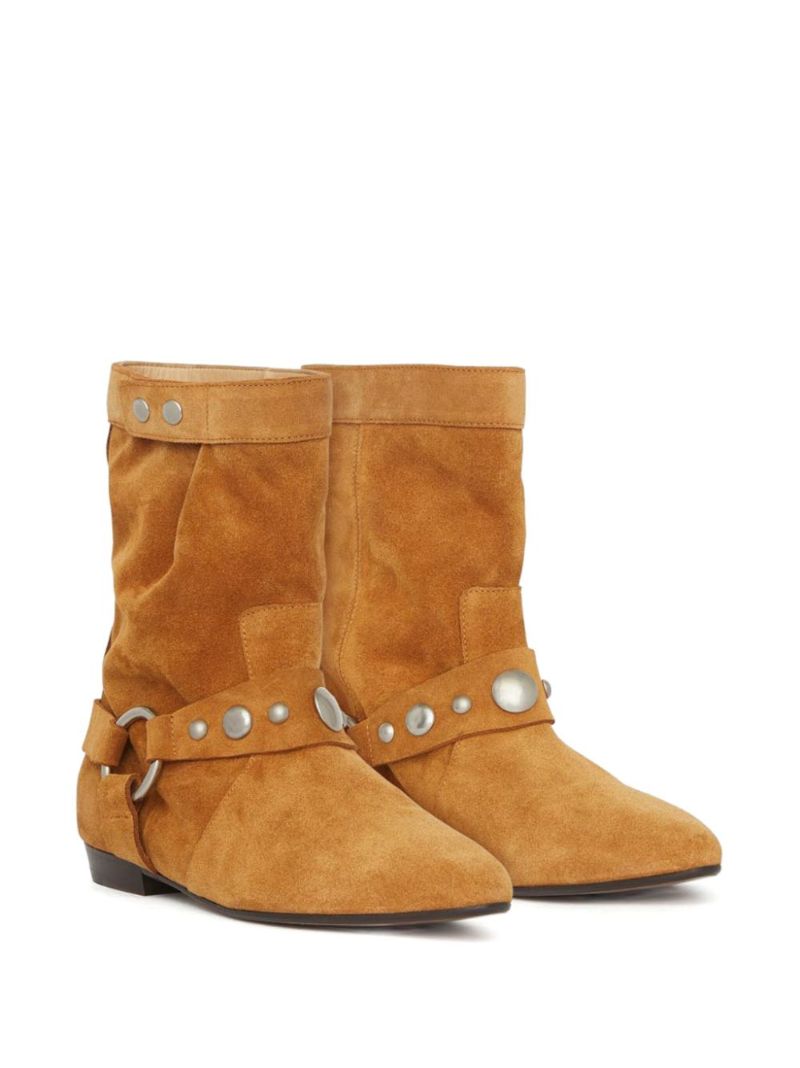 Brown Stania Studded Suede Boots