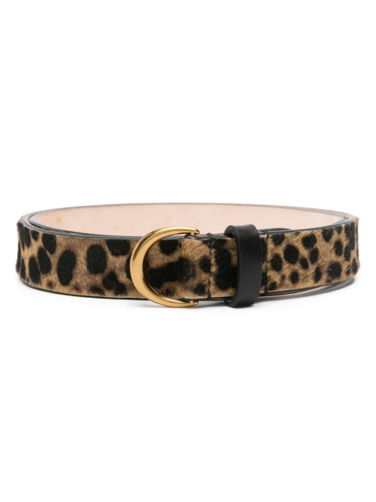 Brown Leopard-print Leather Belt