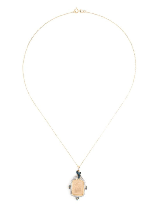 18k Yellow Gold Ayut Al Kursi Emerald and Diamond Necklace