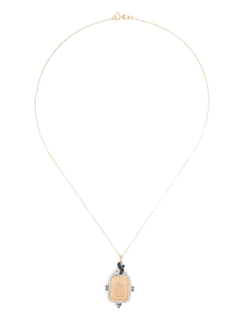 18k Yellow Gold Ayut Al Kursi Emerald and Diamond Necklace