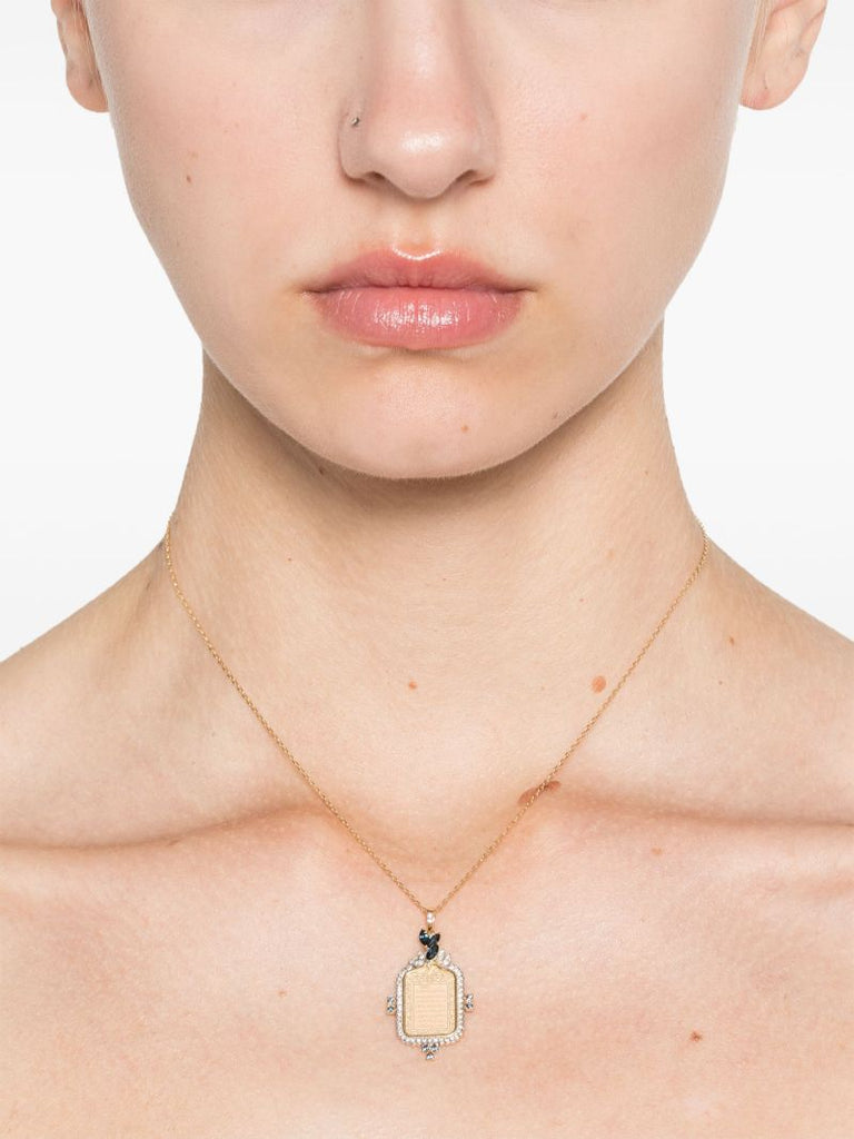 18k Yellow Gold Ayut Al Kursi Emerald and Diamond Necklace