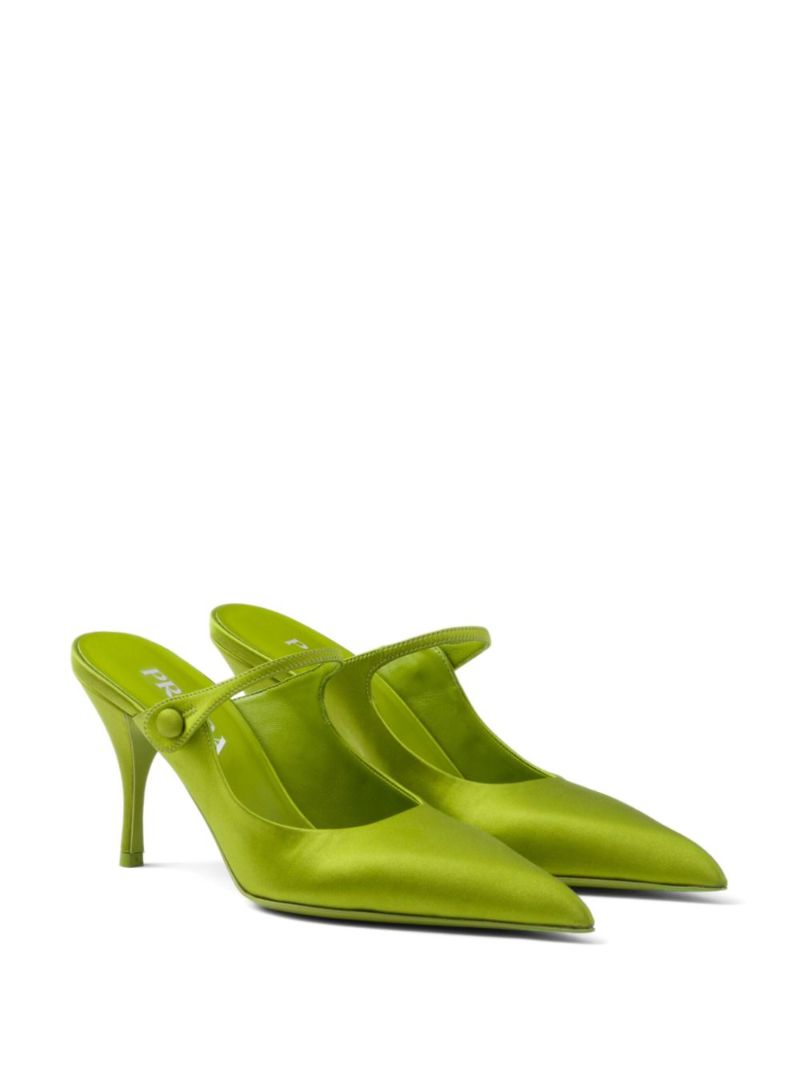 Green 85 Satin Mules