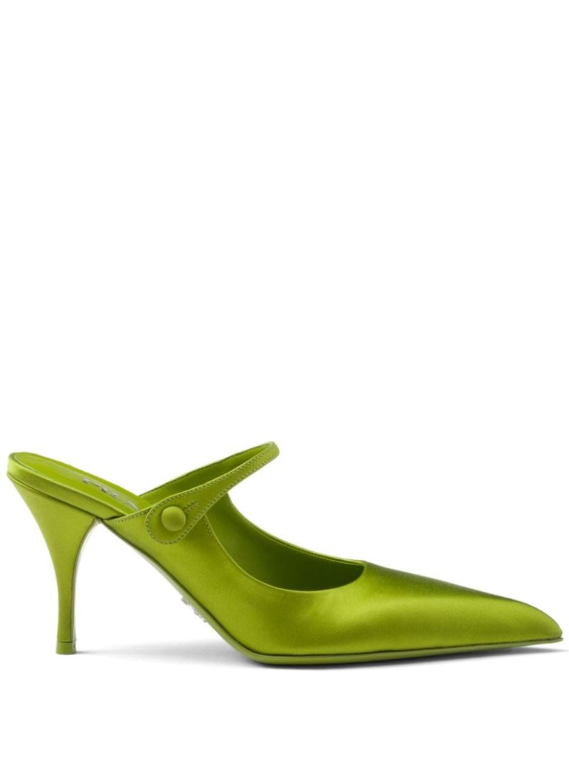 Green 85 Satin Mules