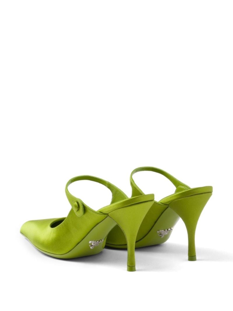 Green 85 Satin Mules