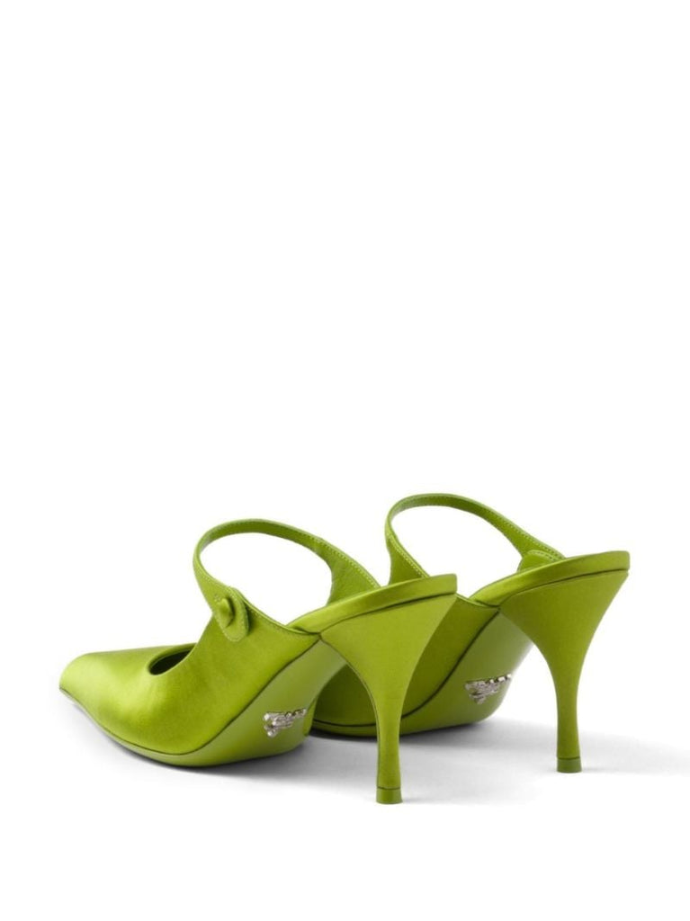 Green 85 Satin Mules