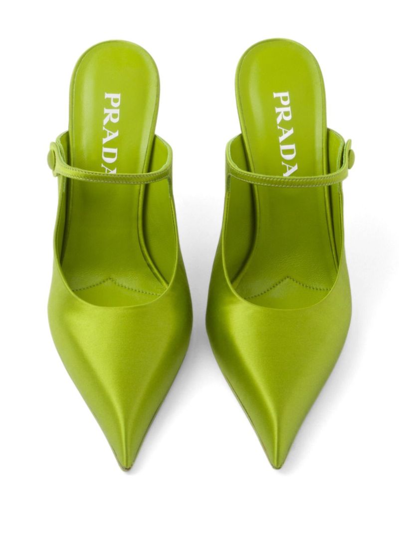 Green 85 Satin Mules