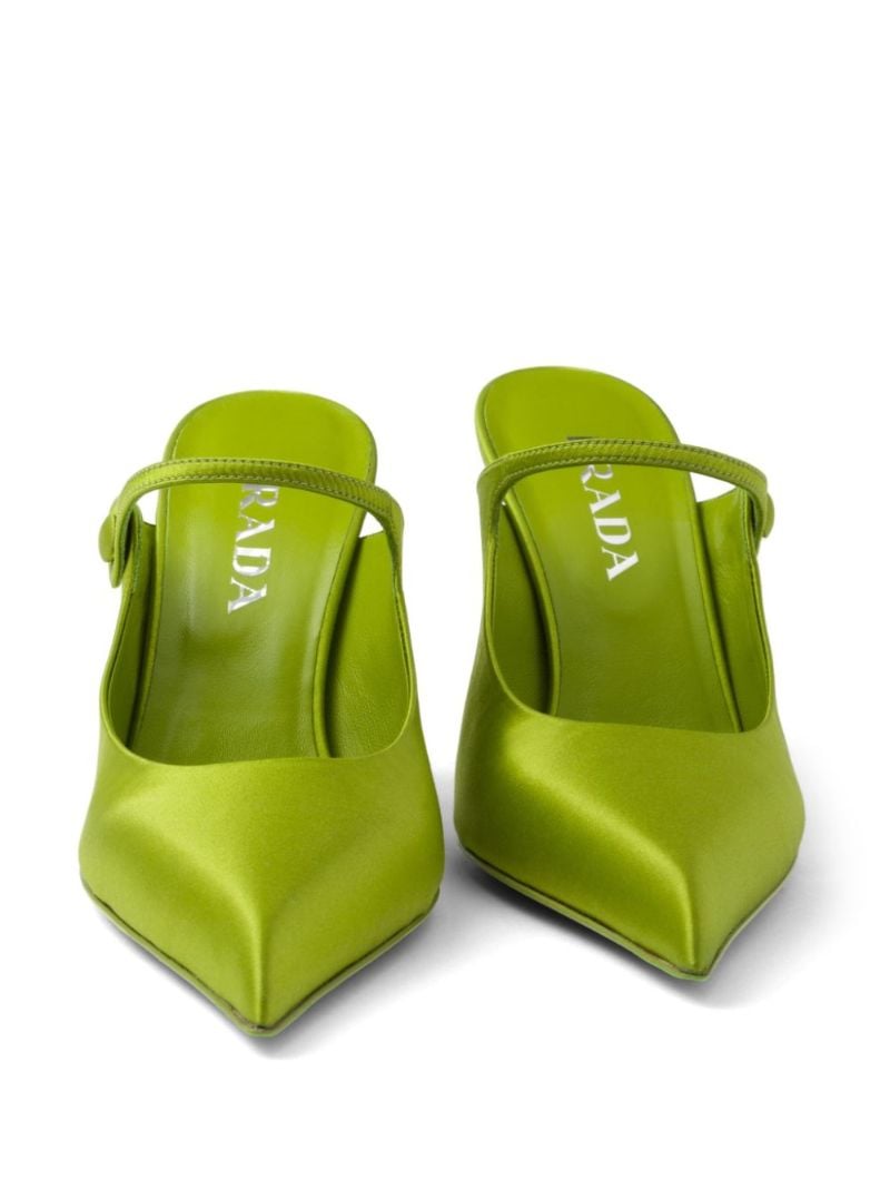 Green 85 Satin Mules